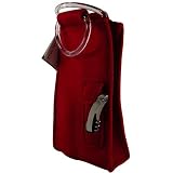 Insulated neoprene wine tote with corkscrew and opener