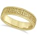 Mens Carved Wedding Band Heart Shape Design 18k Yellow Gold (5.5mm)