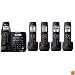 Panasonic KX-TG6645B DECT 6.0 Cordless Phone with Answering System, Black, 5 Handsets