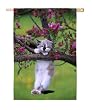 Hanging Cat Silk Reflections Regular Size Flag