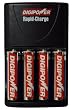Digipower DPS-2500 Slim Travel Plug-In AA/AAA Battery Charger with 4 AA 2300mAh Batteries (Black)