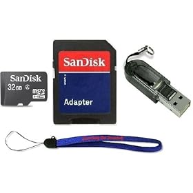 Sandisk 32GB Micro SDHC Class 4 TF Memory Card with Micro SD Card Reader & Everything But Stromboli (tm) Lanyard- Bulk Packaged