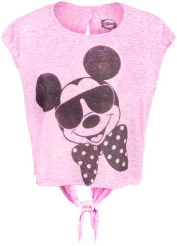Mickey Mouse - Womens Mickey Mouse - Shades And Bowtie Juniors Open Tie-back Half T-shirt