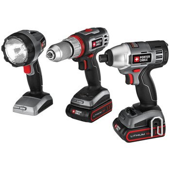 Porter Cable PCL318IDC-2R Tradesman 18V Cordless Lithium-Ion 3-Piece Combo Kit