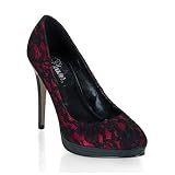BLISS-30-2, 4 1/4" Mini-Platform Pump Black-Red Lace Size 9