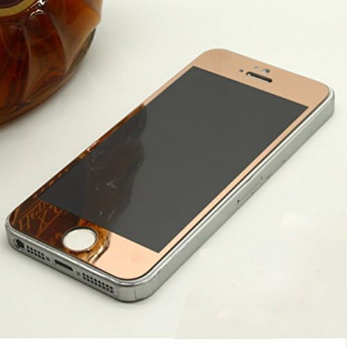 iphone 5 screen protector, iphone 5/5 s color mirror screen protector, tempered glass(9 h hardness)【 mirror effect】(Rose gold（mirror）)