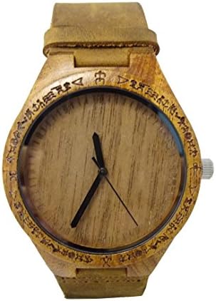 Handmade Acacia Koa Wood with Brown Cowhide Leather Strap Kahala Brand - HGW-25AK39