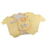 Baby Unisex Giftset, 4 Piece Bodysuit and Bib Baby Gift Set