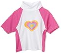 Flap Happy Girls Groovy Kohala Screen Print Colorblock Rash Guard Shirt, Whit/Azalea