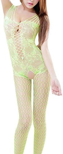 YMXING Women's Industrial Net Crotchless Bodystocking Light Green