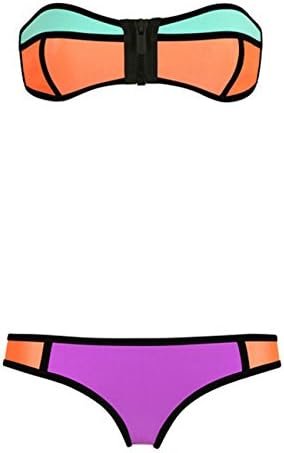 CYYNO Womens Zipper Bandage Push up Bikini Set