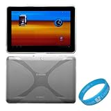 Cheap Semi Transparent White Flexi TPU Silicone Skin Cover with Side Grip for Samsung Galaxy Tab 10.1-inch Tablet fits all Model (16GB, 32GB) + SumacLife TM Wisdom Courage Wristband