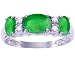 14K Yellow or White Gold Three-Stone Oval Gemstone and Diamond Anniversary Ring-Emerald-full, half sizes from 5-8.5