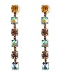 Earrings - E63 - Gold Tone Drop - Swarovski (tm) Crystals ~ Topaz Mix