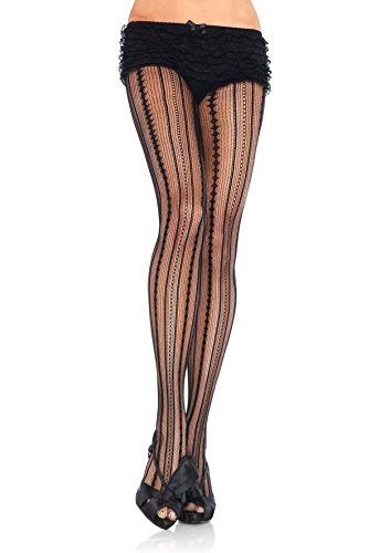 LA9649 (90-160lbs, Black) Vintage Pinstripe Net Pantyhose