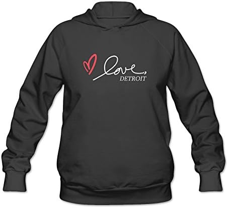BOTORO Women's Love Detroit Hoodies Black Small