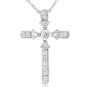 1/5ctw Diamond Cross in 14k White Gold (GH/I1)