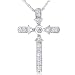 14k White Gold 1/5ctw Diamond Cross Pendant (HI/I1)