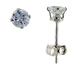 Sterling Silver 3 mm (0.10 Carat Size each) Brilliant Cut Cubic Zirconia Stud Earrings
