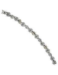 Sterling Silver with 14k Yellow Gold Antiqued 7.5in Bracelet