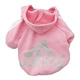 Zehui Pet Dog Cat Sweater Puppy T Shirt Warm Hoodies Coat Clothes, Pink, Medium