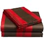 Regency Collection 310 Thread-Count Havana Stripe Queen Sheet Set, Burg/Chocolate