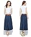 Babyhclub New Slim Denim Skirt Loose Pleated Cowboy Maxi Skirts With Belt
