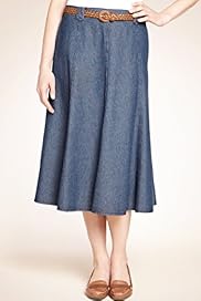 Classic Collection Pure Cotton Panelled Denim Skirt with Belt