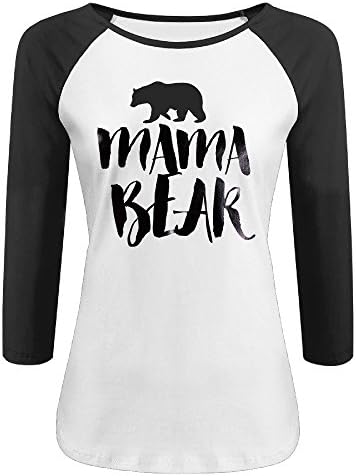 Lady Mama Bear Matching Family Baseball Athletic 3/4 Sleeve Tee Shirt Raglan