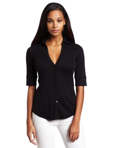 Cheap Three Dots Women's Half Sleeve Button Down Shirt