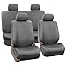 FH Group FH-PU002-1114 Full Set Classic Exquisite Leather Car Seat Covers, Airbag Compatible and Split Bench, Solid Gray Color- Fit Most Car, Truck, SUV, or Van