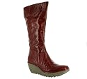 FLY LONDON YULE WEDGE HI PLATFORM BOOTS RED/PATENT