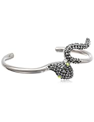 KARA by Kara Ross Crystal Snake, Gunmetal with Black and Green Crystals Cuff Bracelet, 2"