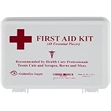 First Aid Kit - 48 Piece Emergency Kits by GoldenEye Supply with Basic Medical Safety Supplies for Auto, Home, Office, Travel - Treats Minor Cuts, Scrapes, Burns - Lightweight, Convenient, Small, Hard Plastic Case - Be Prepared for the Next Injury!