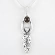 Celestial Lunar Goddess Pendant in Sterling Silver with Garnet Gemstone Moon, Swirls and Stars on an 18" Snake Chain, #8691