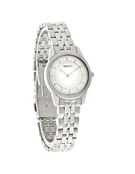 Seiko Quartz Ladies Thin Silver Dial Stainless Steel Bracelet Watch SFQ827