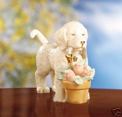 Lenox China Spring Flowers Puppy Figurine New in Box