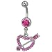 Pink Crystal Love Heart Dangle Belly Ring