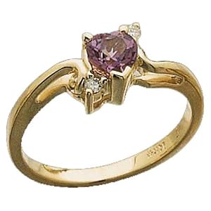 14Kt Yellow Gold Stylish Pink Heart Tourmaline and Diamond Ring