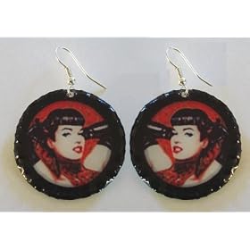 Betty Page Bottle Cap Earrings