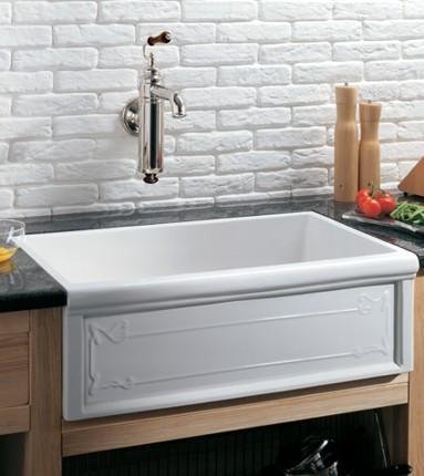 Herbeau 4614 Luberon Art Nouveau Fireclay Farmhouse Kitchen Sink - French Ivory (Pictures in White)