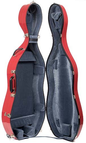 Bobelock 2000W Fiberglass Red ExteriorGray Interior 44 Cello Case with Wheels