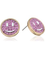 Betsey Johnson "Girlie Grunge" Smiley Face Round Stud Earrings