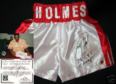 Larry Holmes Signed Stat Boxing Trunks