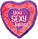 Foil SuperShape Balloon - Heart: You Sexy Thing (with marabou)