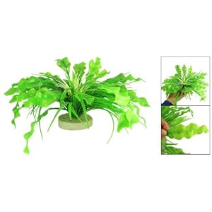 Broad Leaf Shape Plastic Green Float Grass Fish Tank Ornament