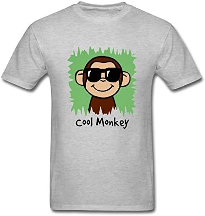 WSSAICE Cool tshirts for man 100% Cotton-Cool Monkey with Sunglasses Grey L