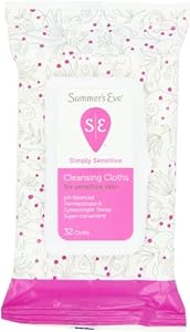 Summer's Eve Feminine Cloth, Sensitive Skin, 32-Count Pouch (Pack of 4)
