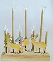 Gisela Graham - 11" Wooden Battery Operated Reindeer Christmas Scene Star Light Decoration