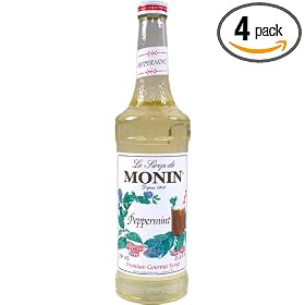 Monin Flavored Syrup, Peppermint, 33.8-Ounce Plastic Bottles (Pack of 4)